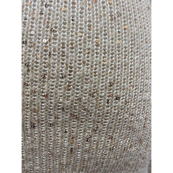Rue 21 Women’s Sequined Sweater Beige Long Sleeve Round Neck Knit Size Medium - Picture 8 of 8